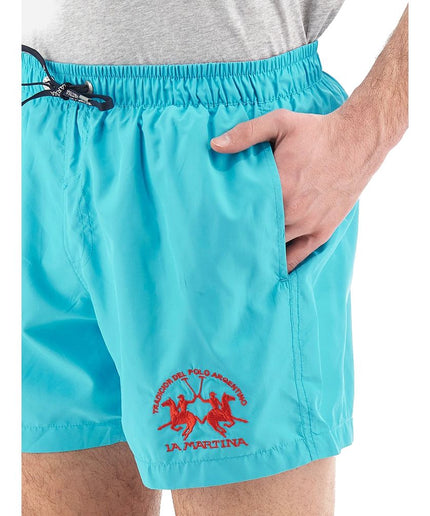 La Martina Light Blue Polyester Men Swimwear