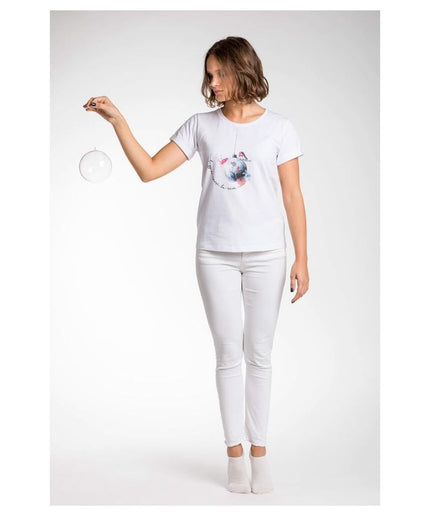 A.Tratti Chic White Stretch Viscose Tee