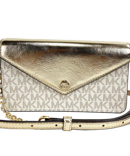 Michael Kors Jet Set Travel Pale Gold Small Flap Clutch Crossbody Bag