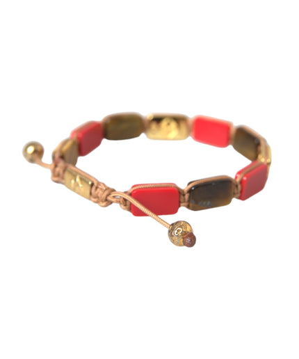 Nialaya CZ Tiger Eye Red Coral 925 Silver Men Bracelet