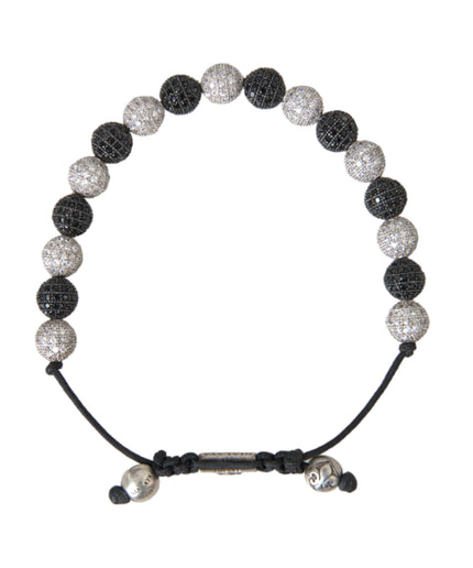 Nialaya CZ Crystal Ball Black White Beaded Bracelet