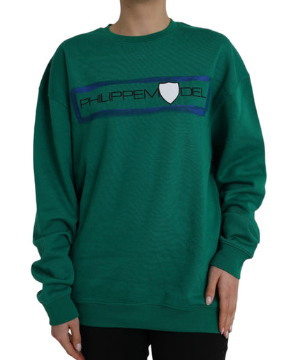 Philippe Model Green Cotton Logo Print Long Sleeves Pullover Sweater