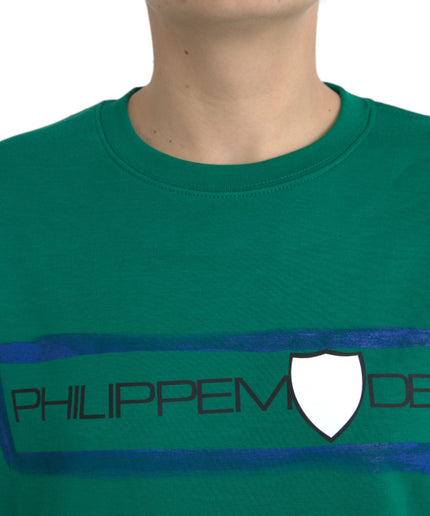 Philippe Model Green Cotton Logo Print Long Sleeves Pullover Sweater