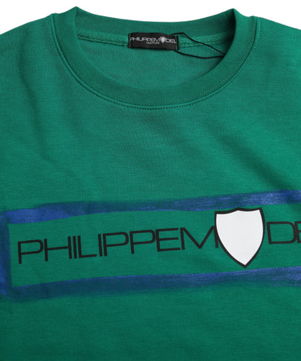 Philippe Model Green Cotton Logo Print Long Sleeves Pullover Sweater