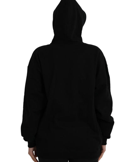 Balenciaga Black Cotton Logo Hooded Pullover Sweatshirt Sweater