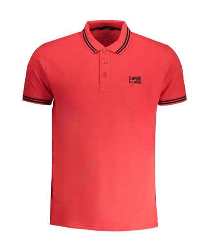 Cavalli Class Red Cotton Polo Shirt