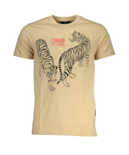 Cavalli Class Beige Cotton T-Shirt