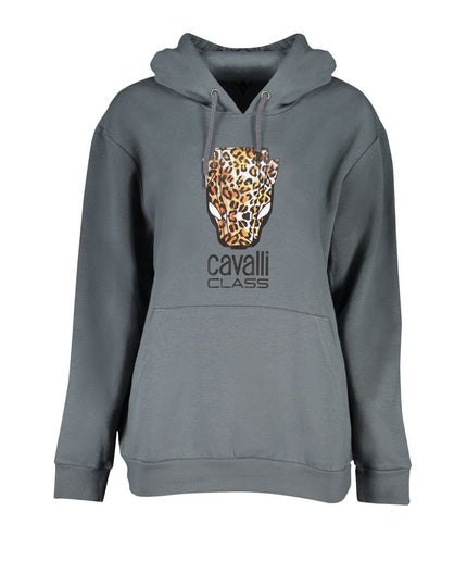 Cavalli Class Elegant Hooded Fleece Sweatshirt in Gray