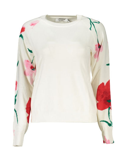 Desigual Elegant Crew Neck Sweater with Contrast Details