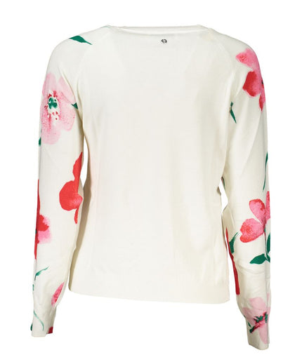 Desigual Elegant Crew Neck Sweater with Contrast Details