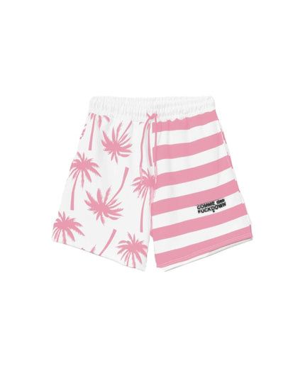 Comme Des Fuckdown Chic Pink Striped Drawstring Shorts