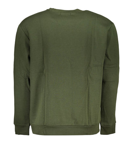 Cavalli Class Chic Green Embroidered Crew Neck Sweater