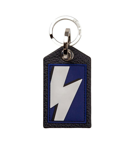 Neil Barrett Blue Leather Men Keychain