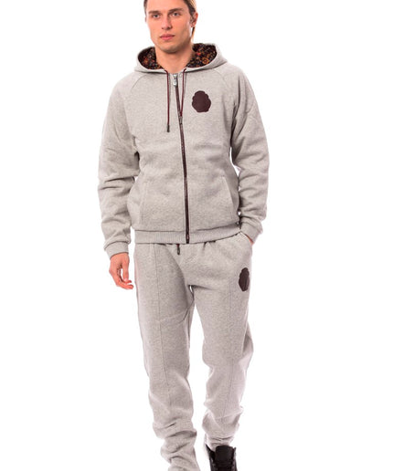 Billionaire Italian Couture Elegant Gray Cotton Sweatsuit Ensemble