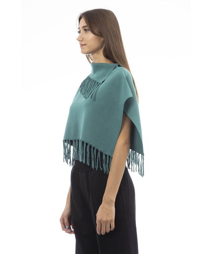 Alpha Studio Green Wool Women Poncho