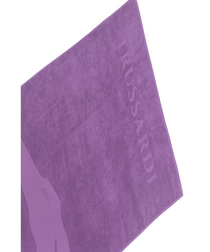 Trussardi Beachwear Purple Cotton Men Beach Towel