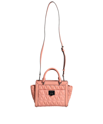 Michael Kors Peach Quilted Leather Logo Crossbody VIVIANNE Messenger Bag