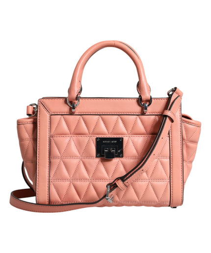 Michael Kors Peach Quilted Leather Logo Crossbody VIVIANNE Messenger Bag