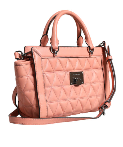 Michael Kors Peach Quilted Leather Logo Crossbody VIVIANNE Messenger Bag