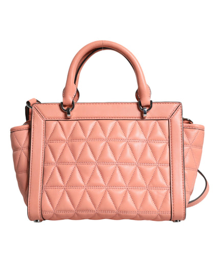 Michael Kors Peach Quilted Leather Logo Crossbody VIVIANNE Messenger Bag