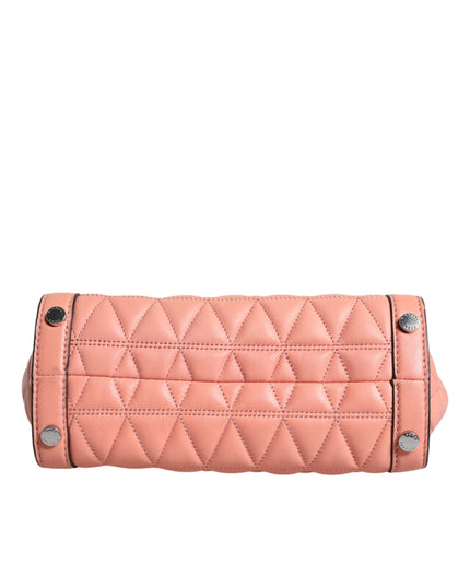 Michael Kors Peach Quilted Leather Logo Crossbody VIVIANNE Messenger Bag