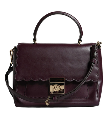 Michael Kors Purple Leather Logo Plaque Crossbody MINDY Satchel Bag