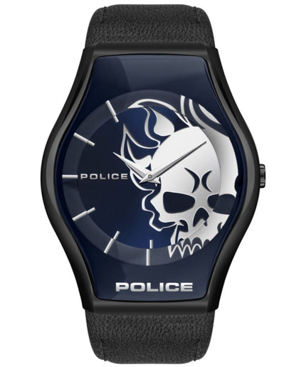 Police Black Leather Watch