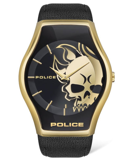 Police Black Leather Watch