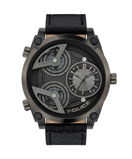 Police Black Leather Watch