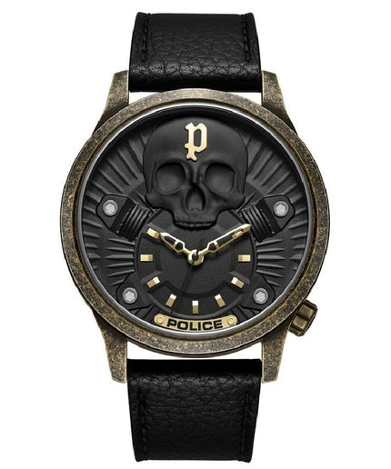 Police Black Leather Watch