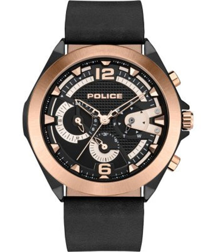 Police Black Leather Watch