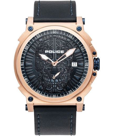 Police Black Leather Watch