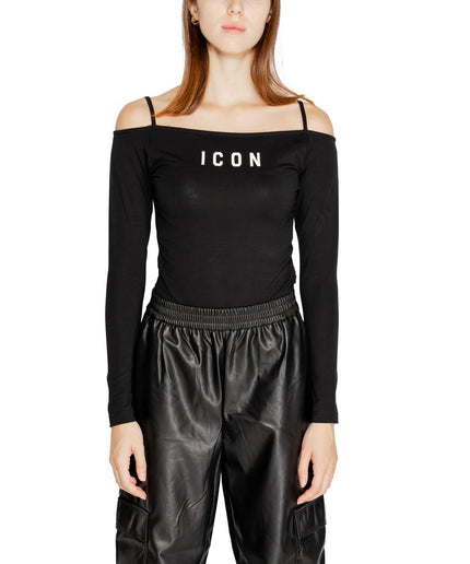 Icon Black Cotton Tops & T-Shirt