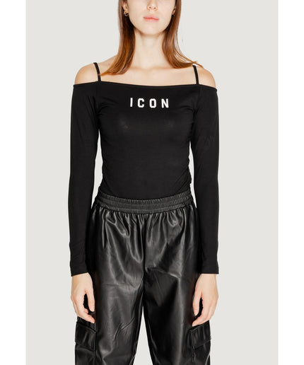 Icon Black Cotton Tops & T-Shirt