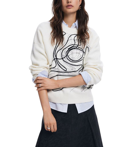 Desigual White Cotton Sweater