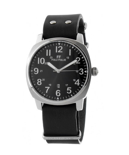 Folli Follie Black Leather Watch