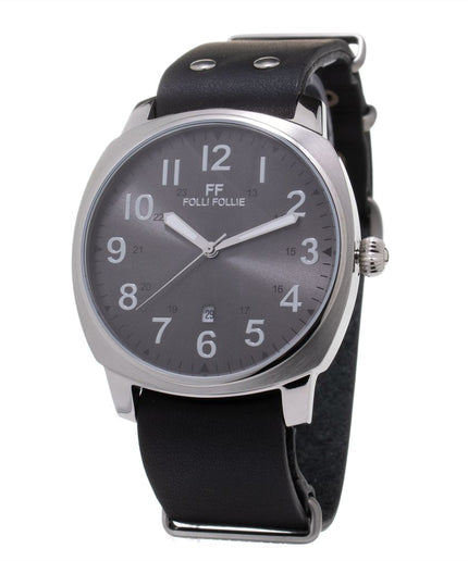 Folli Follie Black Leather Watch