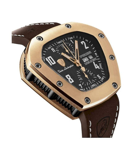 Lamborghini Black Leather Watch