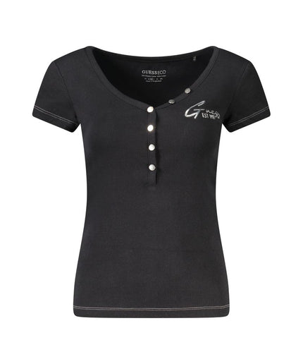 Guess Jeans Black Cotton Tops & T-Shirt