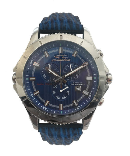 Chronotech Blue Leather Watch