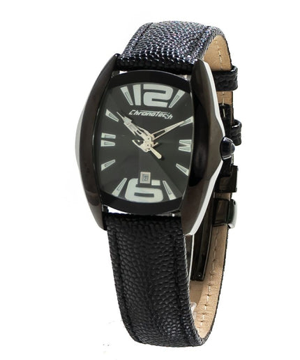 Chronotech Black Leather Watch