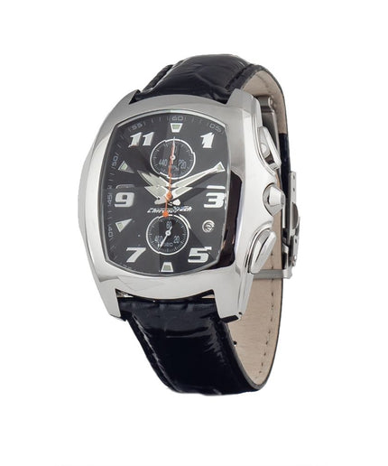 Chronotech Black Leather Watch