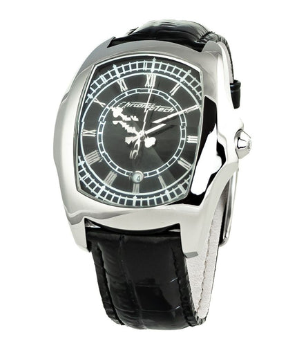 Chronotech Black Leather Watch