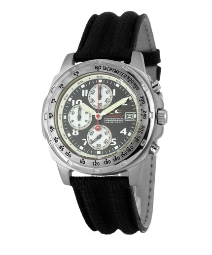 Chronotech Black Leather Watch