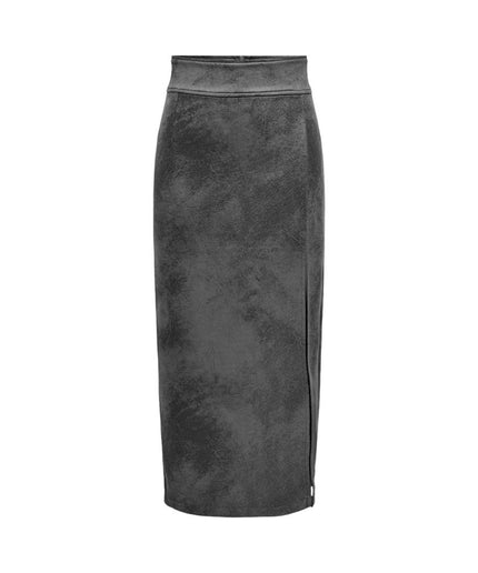 Only Gray Synthetic Leather Skirt