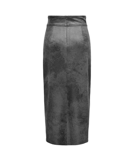 Only Gray Synthetic Leather Skirt