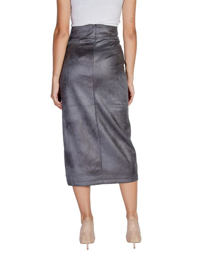 Only Gray Synthetic Leather Skirt