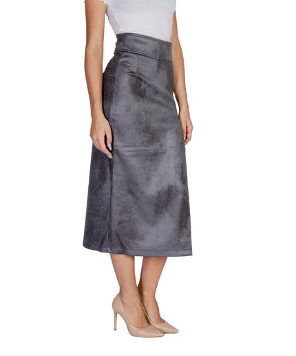 Only Gray Synthetic Leather Skirt