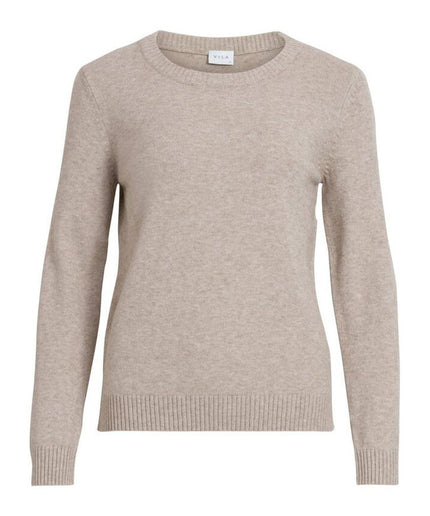 Vila Clothes Beige Viscose Sweater