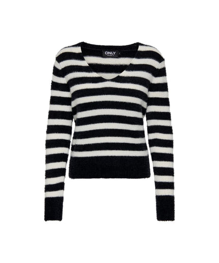 Only Black And White Polyester Sweater